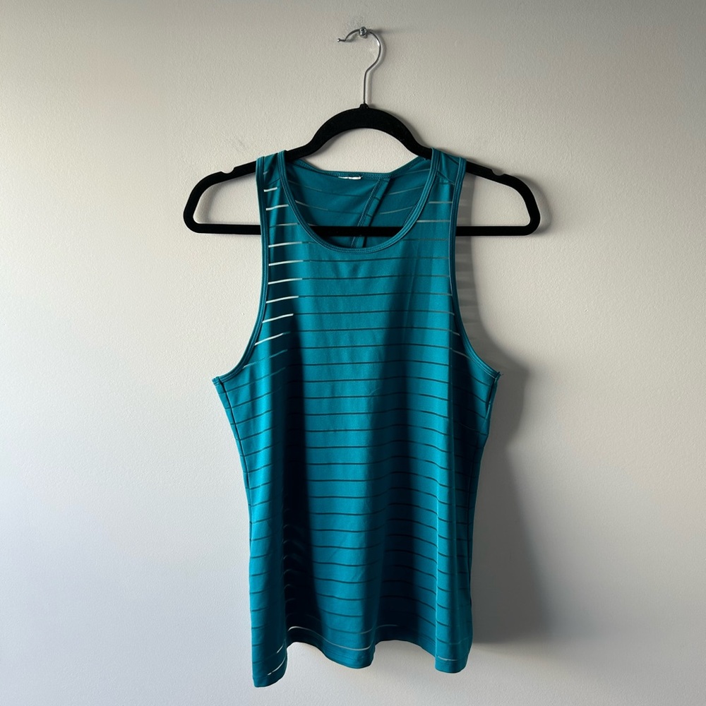 Academy Sports teal striped sleeveless athletic top
